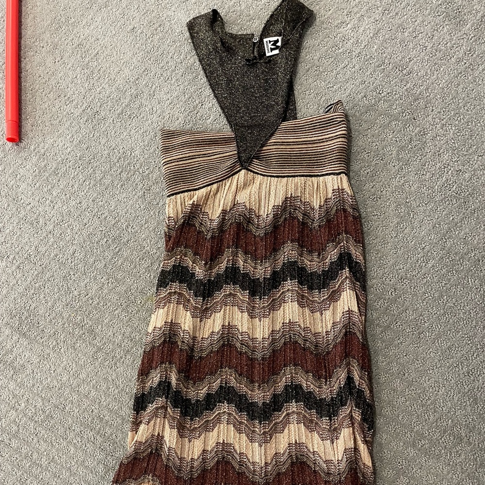 M Missoni halter brown and gold dress